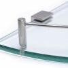 BSM Marketing 250mm x 250mm (10”x10” approx.) 8mm Thick Toughened Safety Glass Corner Shelf With Stainless Steel Rail And Wall Brackets Bathroom