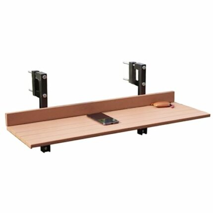 BAISRGS Balcony Railing Table Folding Railing Table - Multifunctional Railing Hanging Table for Indoor and Outdoor Use (Wood Colour)