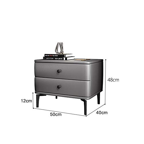 LUKEO Minimalist Bedside Table Leather Art Storage Cabinet, Bedroom with Drawer Bedside Table