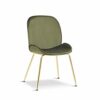 Direct VR Velvet Dining Chairs, Green seat and Black Legs, one Size