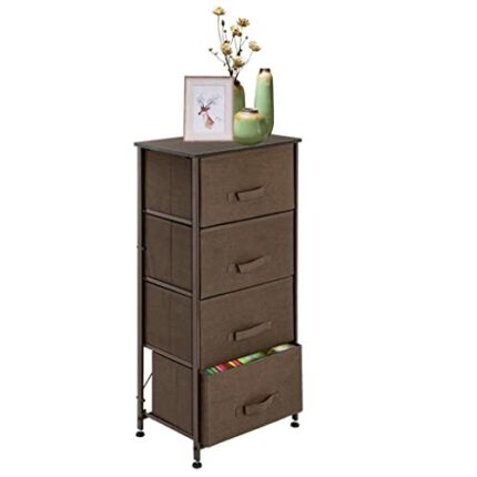 FGHOEV 4 Drawers Fabric Dresser Storage Organizer Tower Non-woven Chest of Dresser Home Bedroom Furniture Space Saving