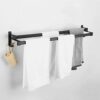 Towel Rack Punch-Free Towel Rails Wall Mounted With Hook For Kitchen Bathroom Hotel Office,Black Double-bar Space Aluminum(Color:70cm)