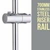 Keenware Chrome Shower Riser Rail with Push Button Adjustable Bracket; 700mm
