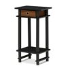 Furinno Turn-N-Tube Tall End Table, Side Table with Bin, Columbia Walnut/Black/Dark Brown