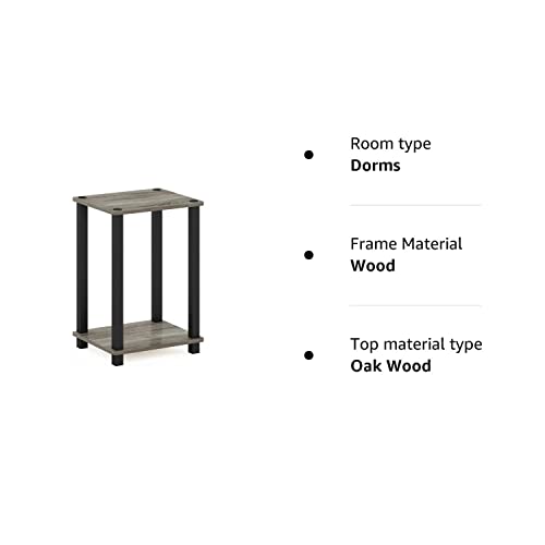 Furinno End Table, French Oak/Black, 34 x 29.2 cm (1-Pack)