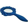 collectiblesBuy Handcrafted Wooden Hand Held Mirror Blue Floral Design with Handle Small Oval Shape Plain HD Dressing Table Bathroom Accessory Va