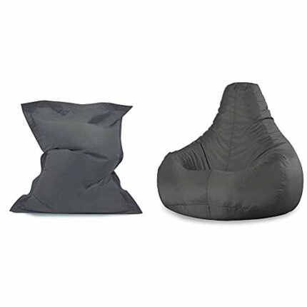 Bean Bag Bazaar Giant Bean Bag Floor Cushion-Slate Grey, Extra Large & Bag Bazaar Recliner Gaming Bean Bag - 90cm x 73cm, Water Resistant Indoor