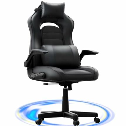 TRIUMPHKEY Heavy Duty Ergonomic Racing Gaming Chair with Lumbar Support Headrest,Height Adjustable for Gaming Reclining Racing Chair PU Leather S