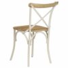 vidaXL 6x Solid Mango Wood Cross Chairs Steel Frame Open Crossed Back Design Classic Style Dining Chair Dinner Seat Kitchen Furniture White