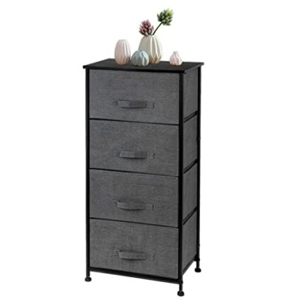 FGHOEV Storage Organizer Tower Non-woven Chest of Dresser Home Bedroom Furniture Space Saving 4 Drawers Fabric Dresser