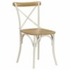 vidaXL 6x Solid Mango Wood Cross Chairs Steel Frame Open Crossed Back Design Classic Style Dining Chair Dinner Seat Kitchen Furniture White