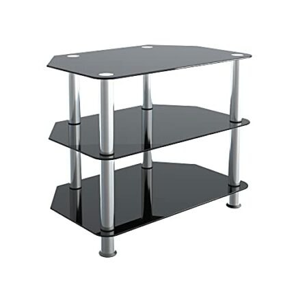 King Universal Black Glass TV Stand 60cm suitable up to 32" inch for HD Plasma LCD LED OLED Curved TVs