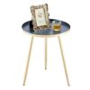 APICIZON Black Side Table Metal, Small Round Coffee Table for Living room/Bedroom/Bathroom/Balcony, Tray BedSide Table End Table, 41 x 41 x 49 cm