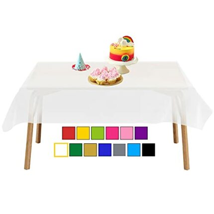 YANGTE 8 Pack Disposable Tablecloth Plastic Rectangle Table Covers 54 in x 108 in for Tables Indoor or Outdoor Parties Birthdays Weddings Picnic
