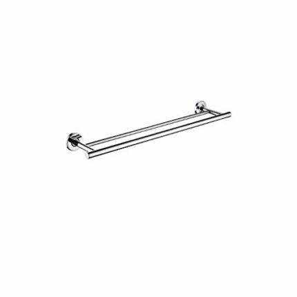 RSOCHS Stainless Steel Anti-rust Bathroom Washroom Double Rod Towel Rack Shelf Holder Wall Mounted