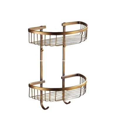 RSOCHS Wall Shelf Copper Antique Retro Tripod Storage Basket Bathroom Shelf European Triangle Basket Basket Bathroom Corner Frame