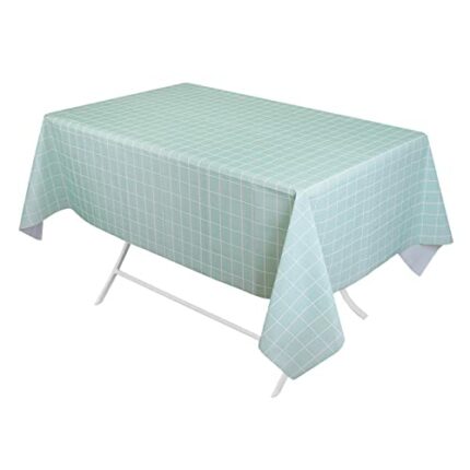 32nd PEVA Easy Clean Wipeable Check Pattern Tablecloth Cover, Suitable for Indoor and Outdoor Use (137cm X 180cm) - Teal Check
