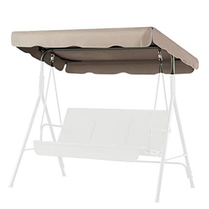 Flexzion Flexzion Swing Canopy Cover (Beige) 66" x 45" - Deluxe Polyester Top Replacement UV Block Sun Shade Waterproof Decor for Outdoor Garden