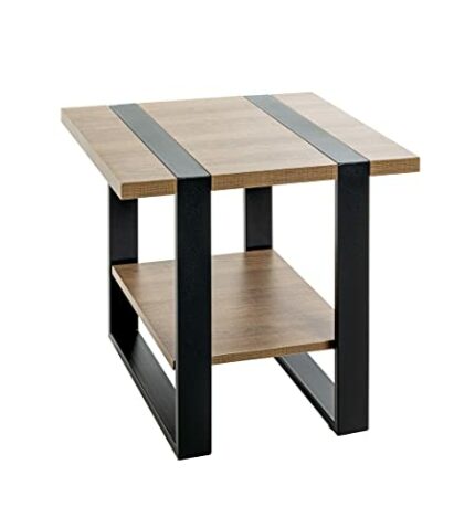 HAKU Möbel coffee table, metal, oak, black, W 45 x D 45 x H 45 cm