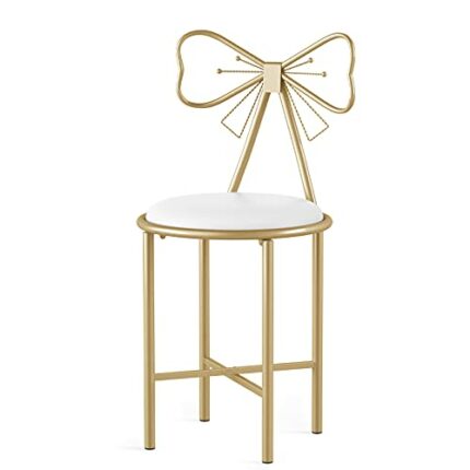 FATIVO Girls Best Gift - Dressing Table Stool Sweet Girl Heart Theme Vanity Stool with Creative Butterfly Chair with High Backrest,Comfortable El