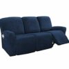 ADAFA Stretch Recliner Chair Covers Sofa Slipcover 2/3 Seater Velvet Washable Non-slip Furniture Couch Cover Protector,Grey,3 Seater