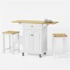 FEER Kitchen Trolley with Extendable Worktop Storage Trolley Cart with Dining Bar Table