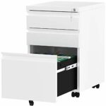 YITAHOME Fully Assembled 3-Drawers Lockable File Cabinet for Letter/legal/A4 Size, Home Office Mobile Filing Cabinet with Wheel, Anti-tipping Und