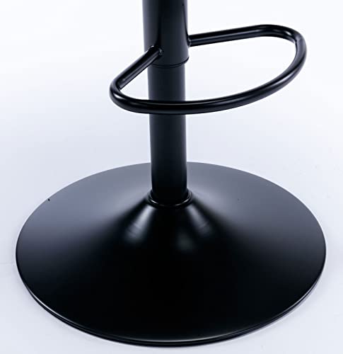 Swivel Faux Leather Barstools Adjusatble Seat Height Modern Upholstered Bar Stools, Black Metal Footrest Base, for Dining Room Breakfast Home Pub