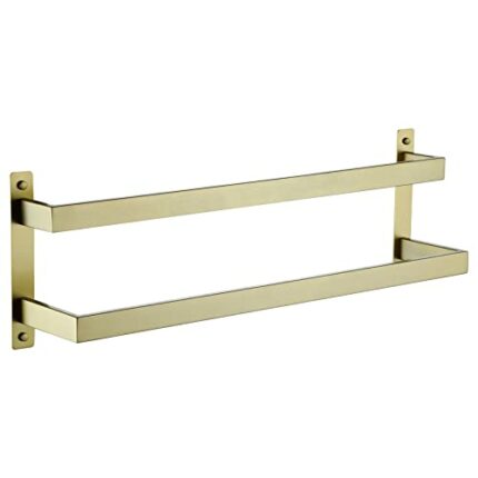 KOKOSIRI Bath Towel Bars 20-Inch Bathroom 2-Tiers Ladder Brushed Gold Towel Rails Towel Holders Wall Mounted Towels Shelves Rack Stainless Steel,