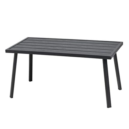 C-Hopetree Small Metal Outdoor Coffee Side Table for Outside Patio, Rectangle, Black