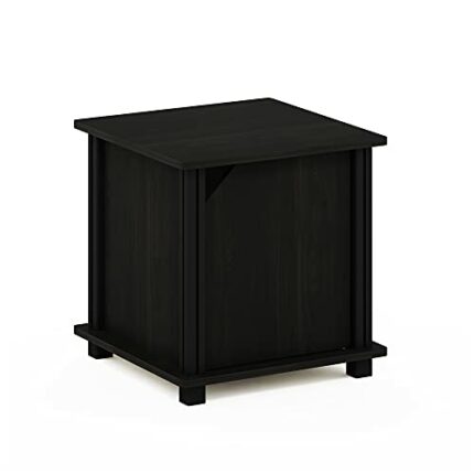 Furinno End, Side Table, Nightstand with Storage, Engineered Wood, Espresso/Black, 1-Pack