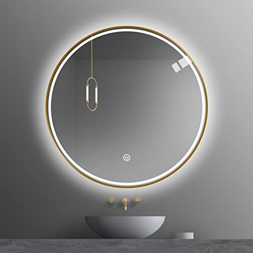 Bathroom Aluminum Frame Washing Table with Lighted Makeup round Smart Bathroom Bathroom Mirror (Various Styles), Bsingle Touch,