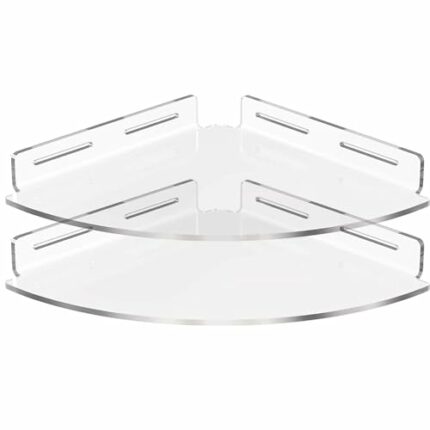 Vdomus acrylic corner shower shelf 2 pack with adhesive, wall mount bathroom corner shelf no drilling
