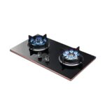 TWDYC Gas Cooktops Swing Fire Stove Embedded Gas Stove Double Hole Stove Natural/Liquefied Gas Fierce Fire Tempered Glass Panel (Color : Natural