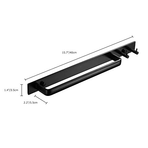 Gabriera Towel Bar with 2 Hook for Bathroom Kitchen 15.7" Towel Holder Rack Wall Mounted Aluminum