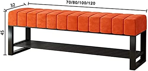 Luxurious Shoe Bench With Thickened Velvet Seat,Entryway Shoe Rack Bench Shoe Organizer,Modern Decorative Furniture,Orange,120X45X32Cm(47X18X13In