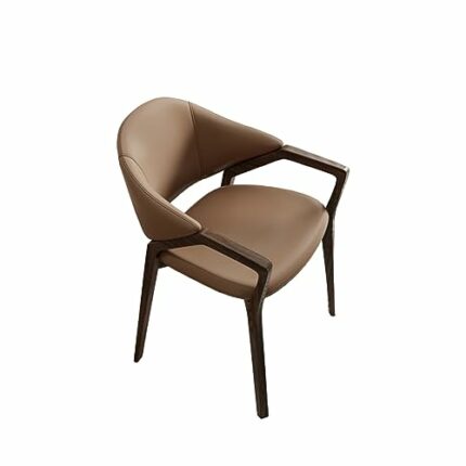 LIRUXUN Dinning Chair Wood Comfortable Cafe Dining Chairs Arm Living Room Decoration Kitchen Furniture (Color : Argento, Size : Light Grey)