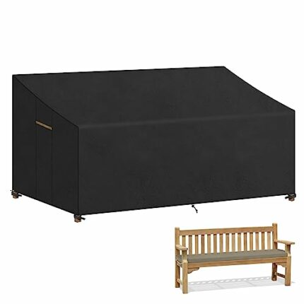 VANSHEIM Outdoor Garden Bench Cover Outdoor Patio Bench Seat Covers Waterproof 3 to 4 Seater Love Seat Garden Bench Cover for Outdoor Furniture C