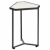 mDesign Triangular Side Table  – Small Table with Marble-Style Top – Metal Coffee Table for Hallway and Living Room – Soft Brass/Marble