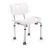Bath Stools,Shower Stool Bathroom Seat Bath Chair Aluminum with Backrest Adjustable Height Non-Slip Elderly Disabled