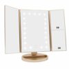 Flymiro Lighted Vanity Makeup Mirror 1x/2x/3x Magnification,Vanity Mirror Tri-fold with 21 LED Lights and Touch Screen,180° Rotation Countertop C