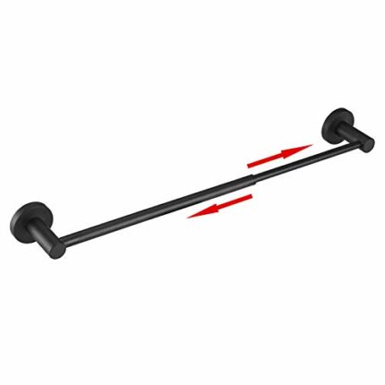 BESy Adjustable 37.2 to 69.6 CM Single Towel Rail for Bathroom SUS304 Stainless Steel Towel Bar, Wall Mounted with Screws Towel Holder Rod Hotel