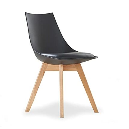 Life Interiors Plastic Shell Lanzo Retro Dining Chair, Black