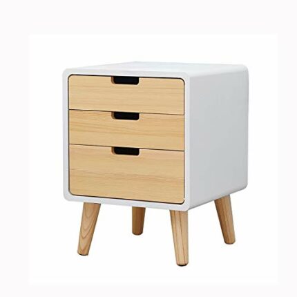 SDFGH Simple and Three-Drawer Design Bedside Table, Mini Locker Bedroom Solid Wood Bedside Storage Cabinet
