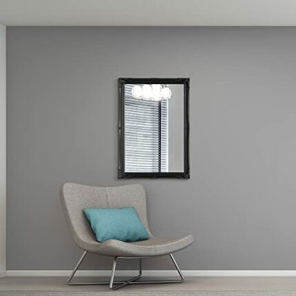HIGH GLOSS BLACK Shabby Chic Antique Style Rectangular Wall Mirror complete with Premium Quality Pilkington's Glass - Overall Size: 24 inches x 3