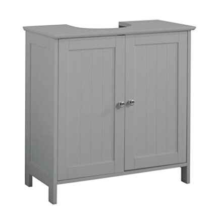 House and Homestyle Grey Bathroom Under Sink Storage Cabinet, MDF, H61cm x W60.5cm x D30cm