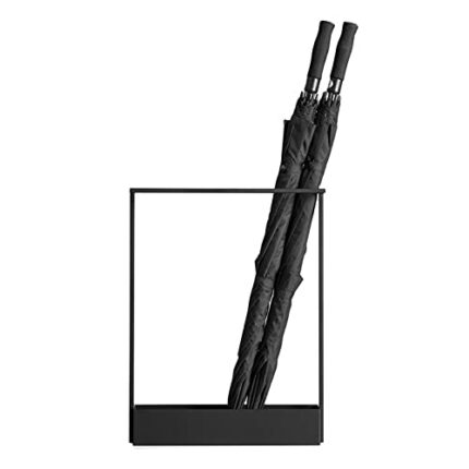 SEYFI Umbrella Stands,Nordic Style Rectangle Racks, Umbrella Holder with Removable Drip Tray & 4 Hooks, Canes Organizer for Ski Poles,F Clubs