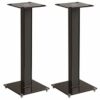 Monoprice Elements Speaker Stand - 28 Inch (Pair) with Cable Management, Strong Tempered Glass Base with Floor Spikes, Black (139494)