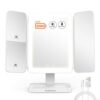 EASEHOLD Lighted Makeup Mirror with 1X/2X/3X Magnification, 60 LEDs, 3-Color Lighting Modes, Stepless Dimming, 2000 mAh Rechargeable Battery, for
