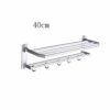 N/A Bathroom Towel Racks Foldable Alumimum Chrome Towel Holder Wall Mounted Towel Shelf with Hooks